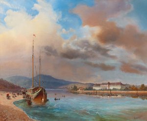 Scene of Koblenz on the Rhine by Gabriel Stransky